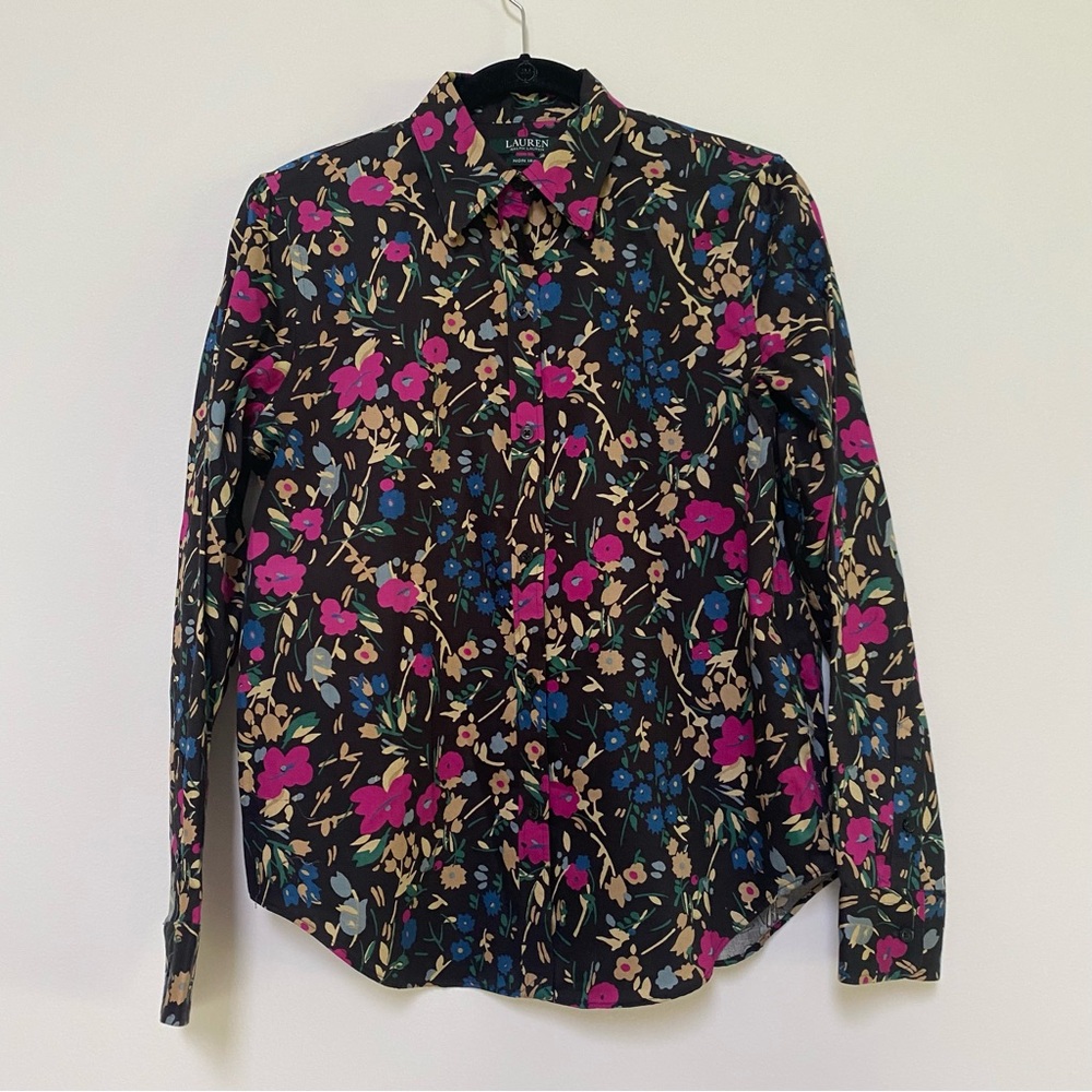 Ralph Lauren Floral Cotton Non Iron Buttoned Shirt Size M